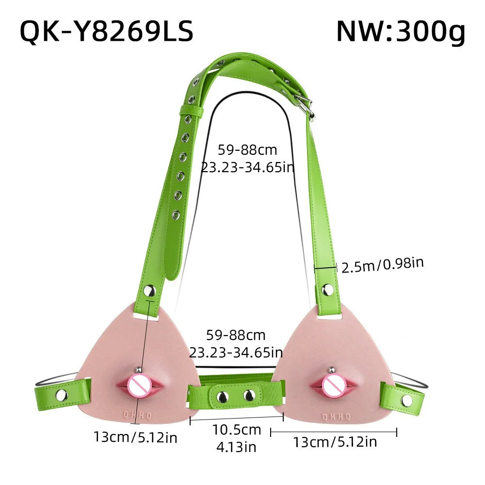 Female Fake Mouth Lip Ring Labia Wearing Silicone Lingeries Exotic Accessories Adjustable Underwear Couple Play Woman Adult Toys