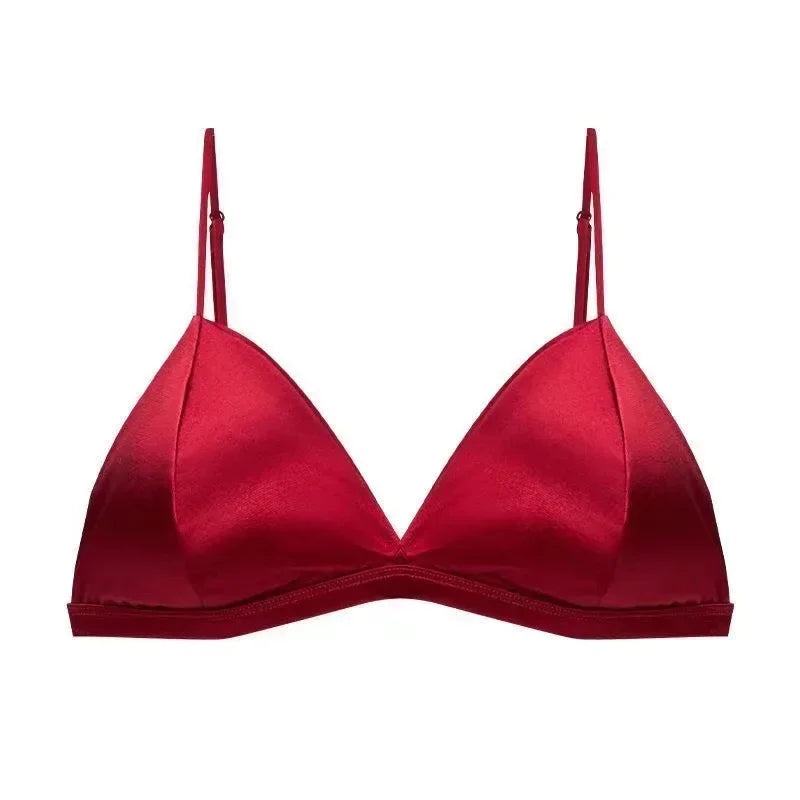 Women's French Style Bra Girl Wrapped Chest Adjustable Shoulder Strap Single Buckle Satin Sexy Tube Top Underwear Lingerie