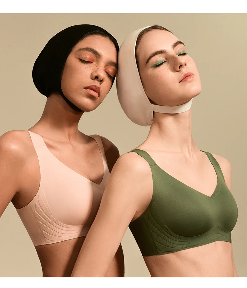 SUJIIN Wireless Seamless Bras for Women Minimizer Invisible Padded Push Up Bras Comfort Soft Support Anti-sagging Bralette Bh