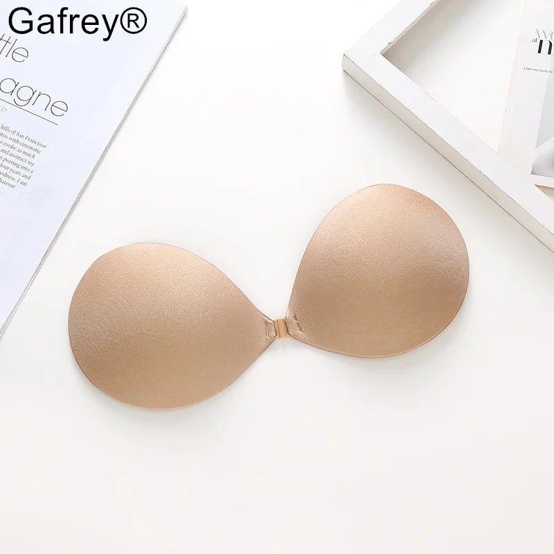 Self Adhesive Invisible Bra Silicone Chest Stickers Women Gathering Flat Chest Display Big Push Up Bra for Night Dress Bridal