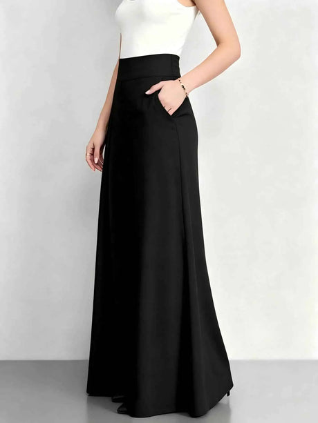 Elegant Women High Rise Pleated Palazzo Pants Solid Multi Color Loose Fit Flare Long Trousers Business Office Work Wear Wide Leg