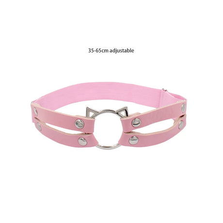 Cosplay Gothic Thigh Ring Garter Women Rock Sexy Elastic Double Layer Leather Belt Leg Punk Cat Head Thigh Garter