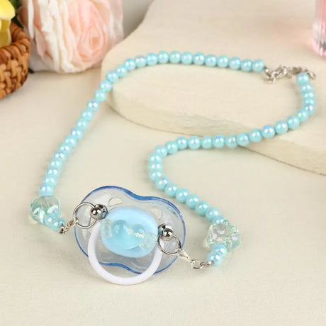 【Beautiful】Sweet Beads Chain Pacifier Gag Collar Couple Toy Soft Silicone High-end Adult Pacifier Creating An Exclusive Luxury