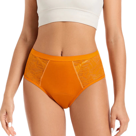 Moonful Women's Menstrual Panties High Waist Leak Proof 4 Layer Breathable Lace Period Underwear Girls Absorbent Brief