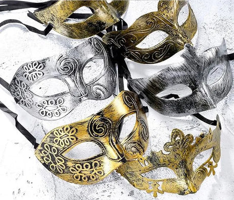1PC Masquerade Mask Vintage Prince Mask Black Antique Copper Half Face Mask Plastic Retro Crown Masks Women Party Decoration