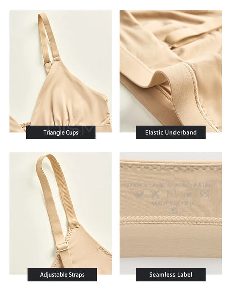Triangle Non-paded Bralettes Women Wireless Deep V Bras Plunge Unlined No Underwire Brassiere Seamless Comfortable Everyday Bras