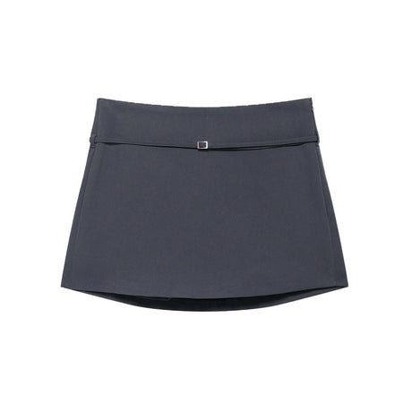 Women's Solid Color Skort with Belt Side Zipper Casual Shorts Skirts Fashionable And Stylish Women's Clothing