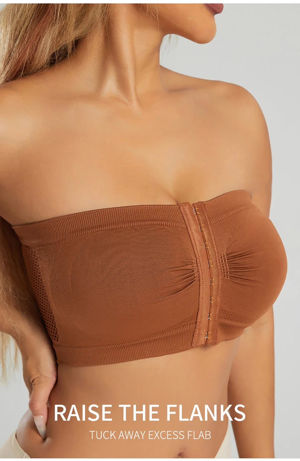 Women's Plus Size Strapless Front Closure Bandeau Bra Seamless Wireless Bralette Tube Top Non-Slip Everyday Brassiere