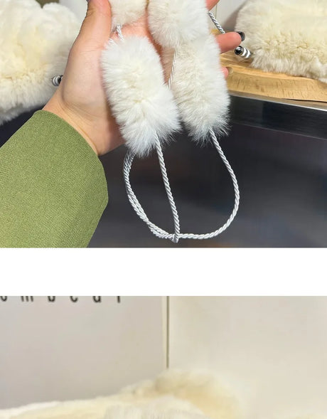 Hot Sale Women's 100% Natural Rabbit Fur Winter Gloves Warm Knit Thick Thermal Mittens Soft Real Fur Outdoor Cold Weather Glove
