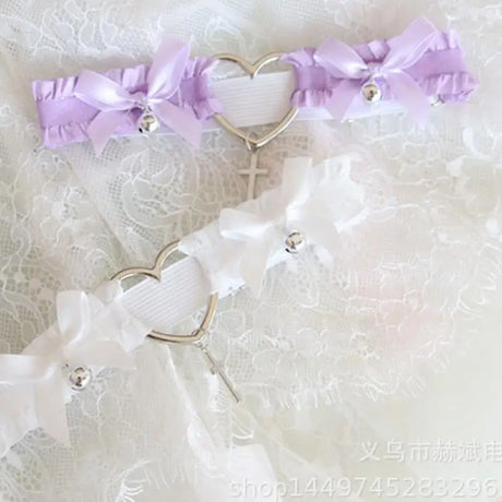 Y1AC Garter Belt for Cross Pendant Bowknot Leg Ring Thigh Sexy Harajuku