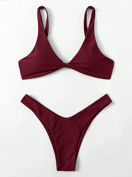 ZTVitality Solid Tie Sexy Bikini 2021 Hot Sale Padded Bra High Leg Bandage Push Up Bikini Set Brazilian Swimsuit Women Swimwear