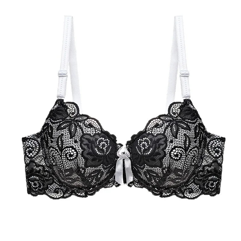 Sexy Lace Push Up Bra for Women - Underwire Demi Cup Lingerie - Comfortable Wireless T-Shirt Bras Ultra Thin Breathable Support