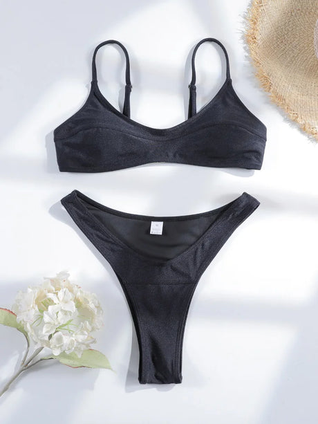 Miyouj Push Up Bathsuit Sexy Bikini Solid Two Piece Suit Triangle Swimwear 2026 Swimsuits Low Waist Bikinis High Cut Bathwear