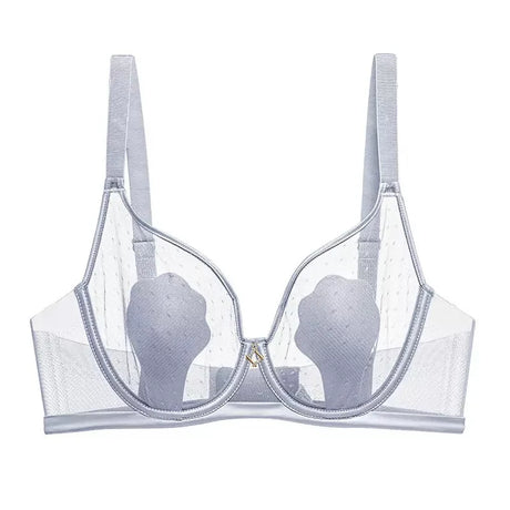 Women's Ultra-Thin Cat Claw Cup Bra Sexy Pure Desire French Style Soft Steel Ring Anti-Sagging Underwear for Large Chest