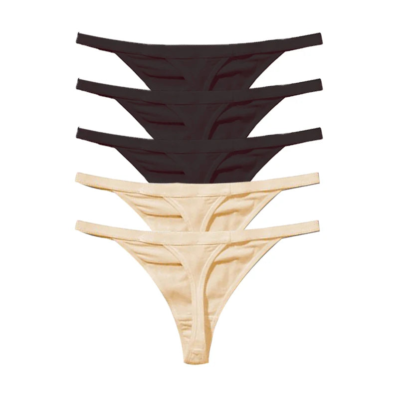 5Pcs Sexy Cotton Thongs Low Waist Seamless Female Comfortable Lingere Underpants Breathable Underwear Women G String