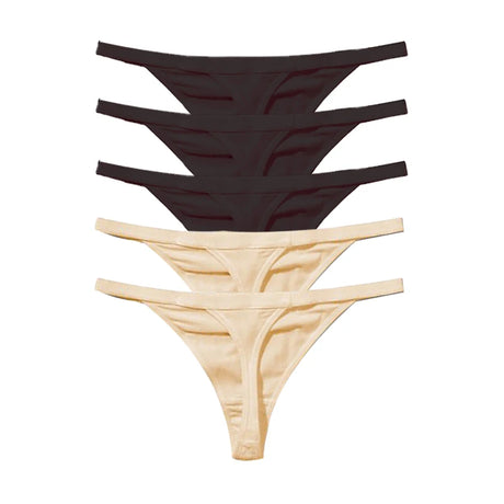 5Pcs Sexy Cotton Thongs Low Waist Seamless Female Comfortable Lingere Underpants Breathable Underwear Women G String
