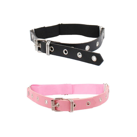 Cosplay Gothic Thigh Many Ring Hole Hollow Garter Women Rock Sexy Elastic Leather Belt Leg Punk Goth Thigh Garter