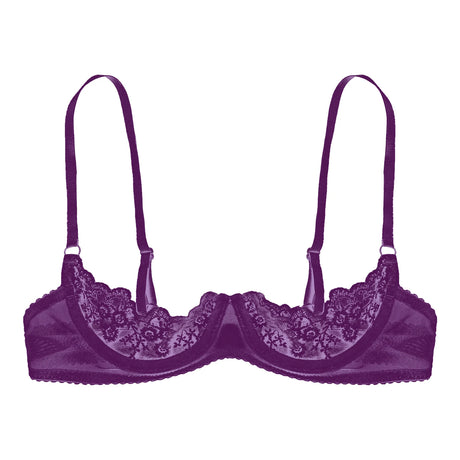Women's Sexy Open Cup Bra Tops Sheer Floral Lace Underwire Push Up Bralette Cupless Lingerie Exposed Breast Underwear Nightwear