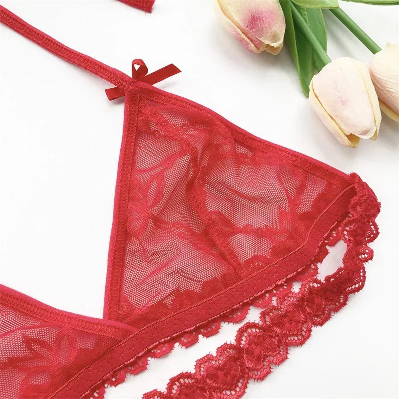 Name Custom Crystal Letter Thong Lace Tie Neck Bikini Bra Panties Sexy Personalized Name Low Waist G-String Underwear Bra Set