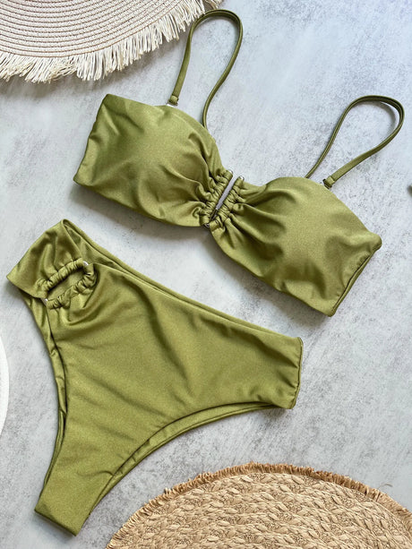 Bandeau Bikini Push Up Women Swimsuits 2025 Sexy Female Swimwear Brazilian Bikini Set Thong Biquini Swim Suits Solid Beachwear