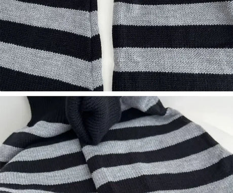 Woman Leg Warmer Autumn and Winter Wide Legs Black White Lolita Socks for Women Stripe Socks