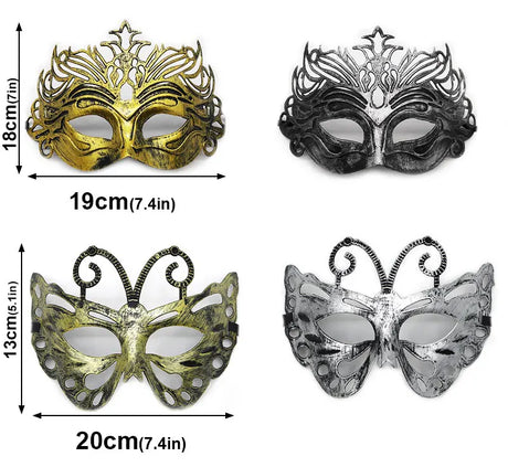 1PC Masquerade Mask Vintage Prince Mask Black Antique Copper Half Face Mask Plastic Retro Crown Masks Women Party Decoration