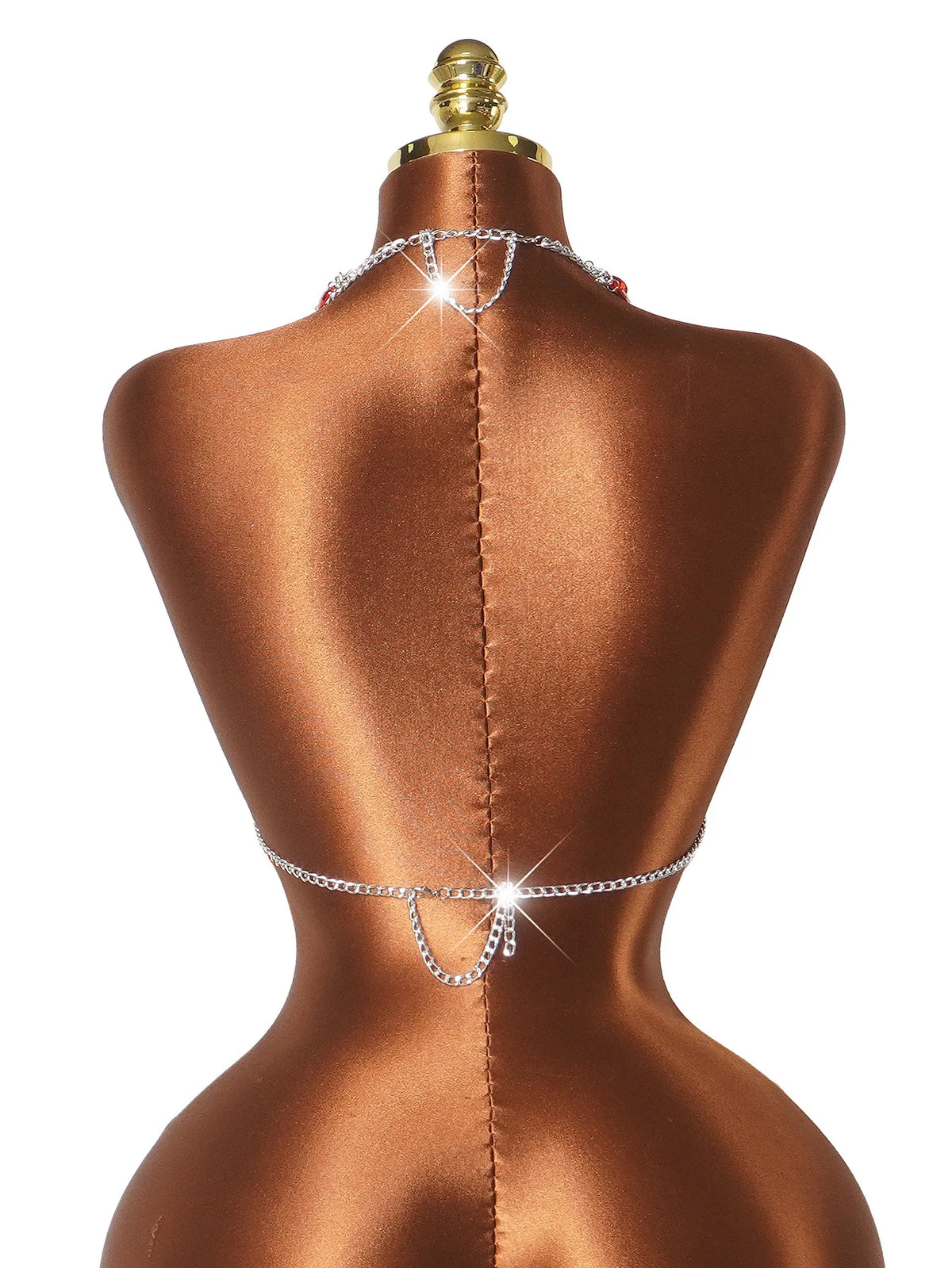 Women Sexy Backless Shine Diamond Body Chain Exotic Tanks Novelty Hollow Out Chest Chains Decor Bustier Tops Nightbar Clubwear