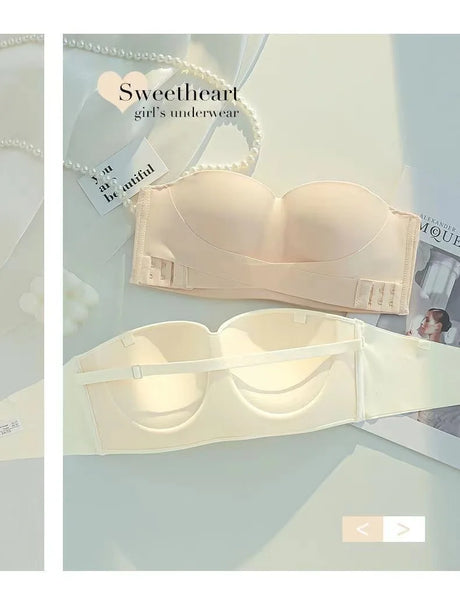 Big Breasts Underwear Sexy Lingerie S-Xl Plus Size Front Buckle Seamless One-piece Bra Cup Invisible Strapless Bra For Women