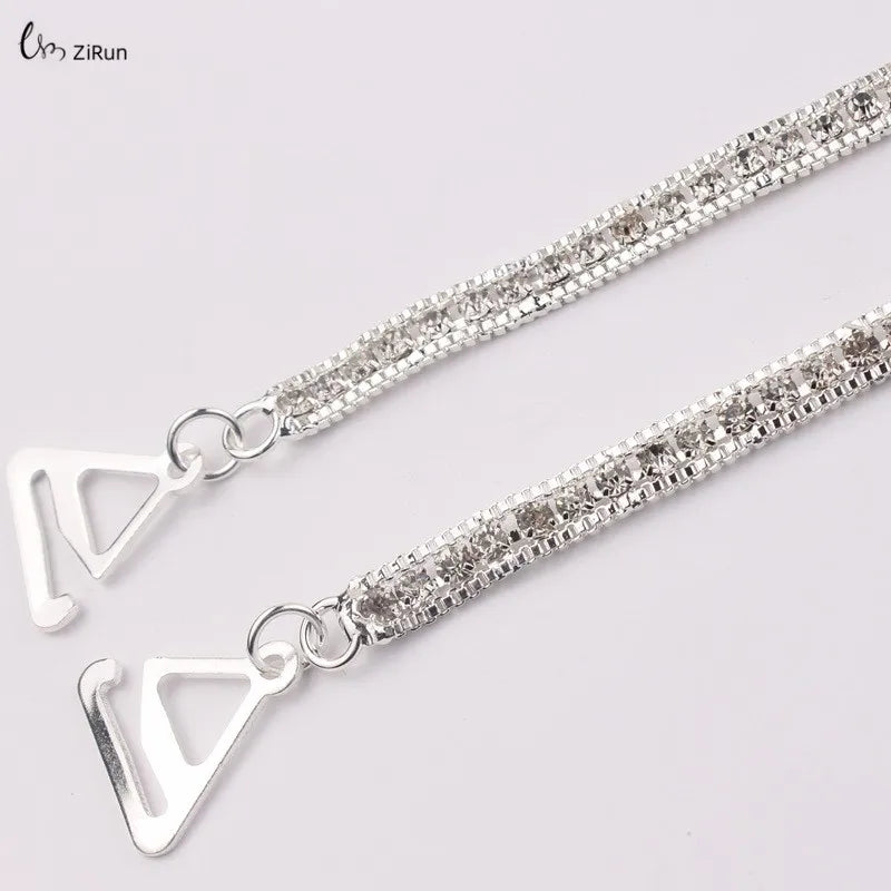 Detachable Rhinestone Metal Bra Strap for Women, Non-Slip Invisible Adjustable Crystal Shoulder Straps,Lingerie Accessories Gift