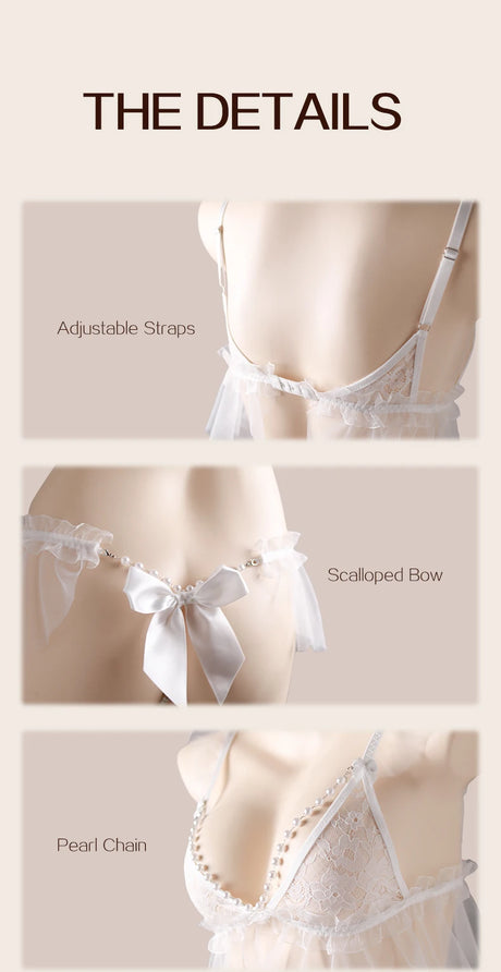 Sexy Maidsuit Underwear Set Flirtatious Pearl Lace Chiffon Set Jissbon Lace Chiffon Pearl Sexy Suit