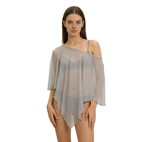 Sheer Poncho Top for Women Asymmetrical Mesh Shawl Wraps See Through Chiffon Capelet Evening Dress Wedding Cover Up