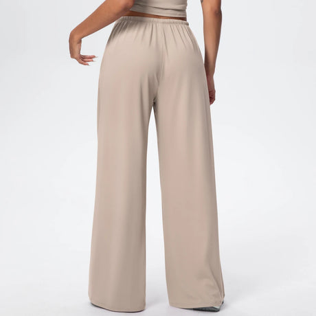Women Quick Drying Wide Leg Yoga Pants Loose Yoga Pants High Waist With Pockets Fitness Sport Gym Workout Drawstring Full Length