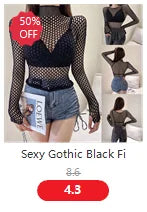 Sexy Women T Shirt See Through Mesh Black Long Sleeve Bodysuit Sheer Slim Turtleneck Tulle Crop Top T-Shirt Transparent Clubwear
