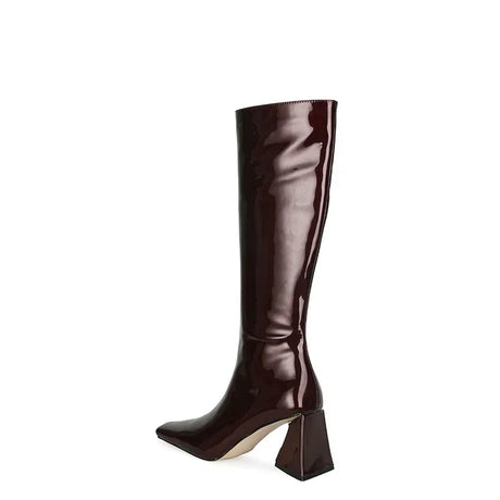 2024 NEW Fashion High Tube Knee High Boots 10cm/6.5cm Thick Heel 21 Colors Women Short Plush Boots Size 45 Winter Leather Shoes