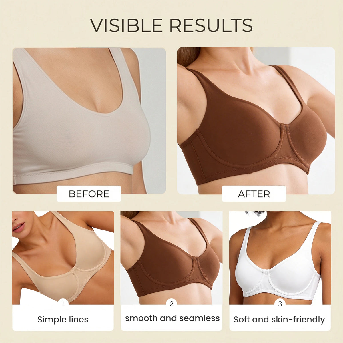 Women's Unlined Balconette Sport Bra Underwire Supportive Plus Size Daily Comfort Smooth Scoop Neck Invisible Under Every Outfit