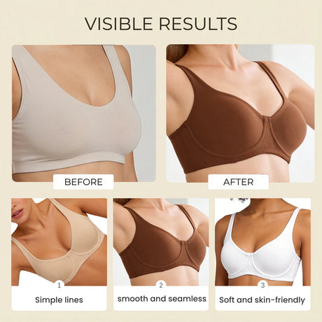 Women's Unlined Balconette Sport Bra Underwire Supportive Plus Size Daily Comfort Smooth Scoop Neck Invisible Under Every Outfit