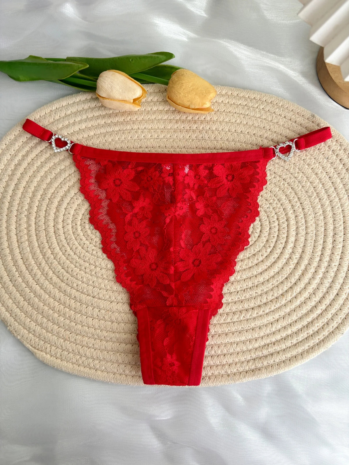 Custom Rhinestone Letter Name Text Sexy Lace Thong Panties Low Rise G-string Personalized Gift Wife Lover Anniversary Festival