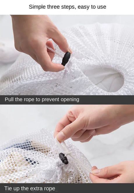 1Pc Drawstring Mesh Laundry Bags Fine/Coarse Mesh Washing Machine Travel Laundry Pouch Soft White Lingerie Storage Clothing Hot