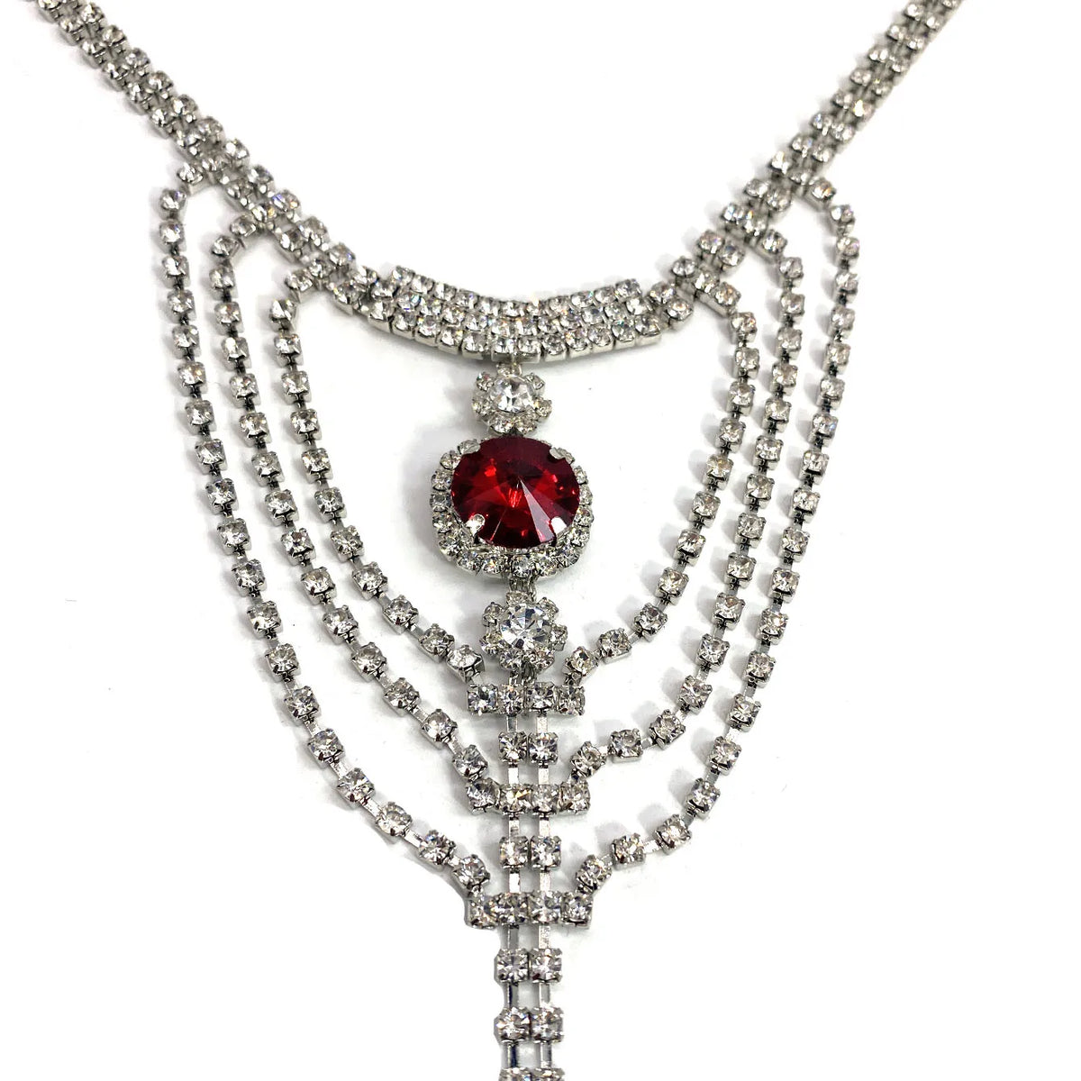 Bikini Body Chain Sexy Nightclub Rhinestone Underwear Chain Round Ruby