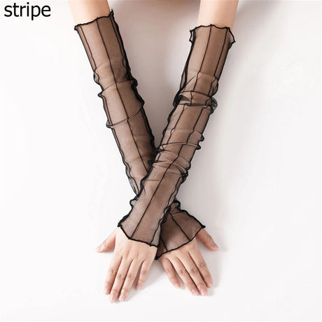 Cycling Bike Thin Arm Warmers Breathable Sunscreen Long-Sleeved Sun Protection Sleeves Driving Gloves Mesh Lace Gloves