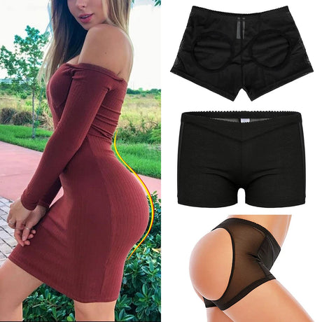 Women's Hollow Sexy Panties Butt Lifter Shapewear Tummy Control Bigger Butt Shaper Sexy Ass Briefs Underwear Nude Black S-3XL