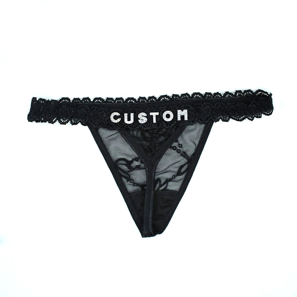 Custom Name Thong Panties Very Sexy Lace Underwear with Personalized Letters G-string Women Customized Gift for Hot Wife Lover