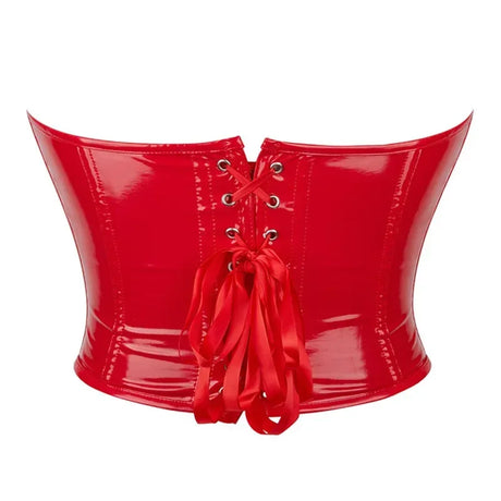 Black Shiny PVC Bustier Faux Leather Corset Crop Top Body Shaper Women Sexy Corselet Vest Plus Size