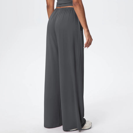 Women Quick Drying Wide Leg Yoga Pants Loose Yoga Pants High Waist With Pockets Fitness Sport Gym Workout Drawstring Full Length