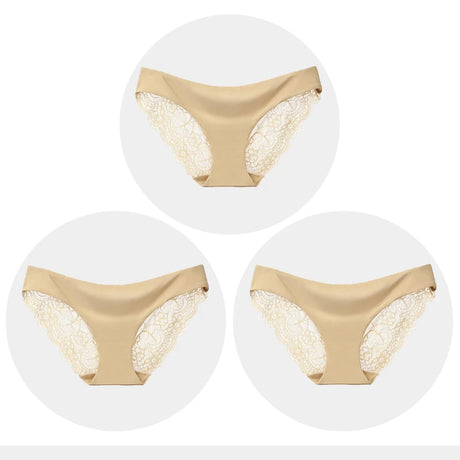 Women's Seamless Underwear Leopard Intimate Women Sexy Lace Black Floral Panties Seamless Panty 3pcs/set
