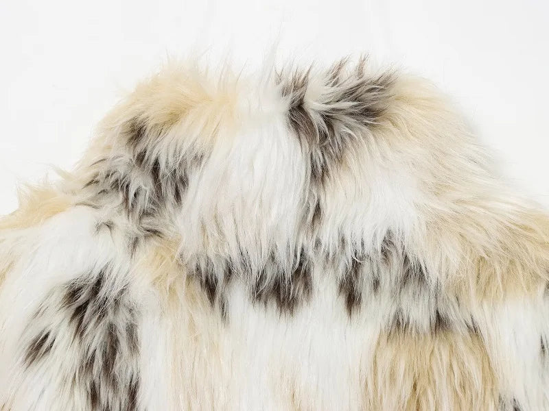 MUJER Faux Fur Women's Teddy Coat Cropped Plush Jacket Woman Winter Fluffy Coats for Women Outerwears New in Coats and Jackets