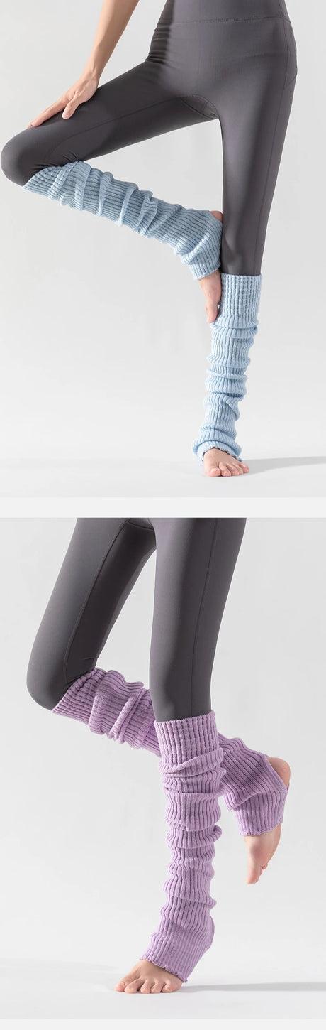 Women's Yoga Thigh-high Leg Warmers with Leg Protection, Long Tube Leg Coverings, Foot-stretching Knee-length Socks
