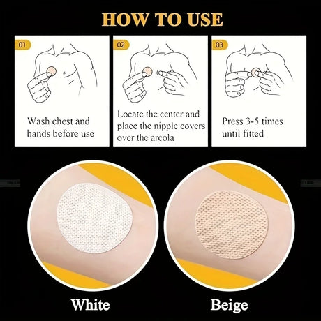 10/20/50/100/200-Pack Ultra-Thin And Soft Men'S Disposable Invisible Nipple Stickers, Mesh Fabric Chest Protectors, Suitable For