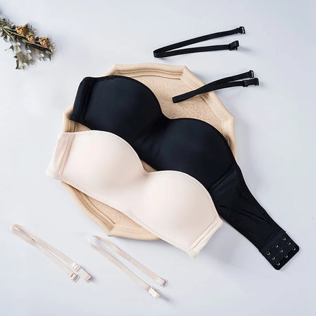 2 PCS Women Solid Invisible Bras Strapless Bralette 1/2 Cup Underwear Female Seamless Party Wedding Bra Sexy Lingerie
