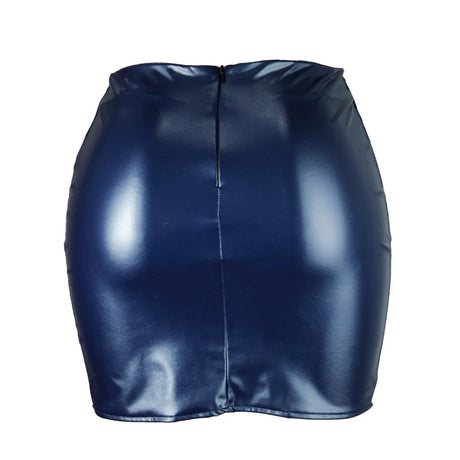 Women's Mini Skirt High Waist PU Leather Slim Slit Short Skirt Vintage Zipper Skinny Sexy Solid Black Leather Skirts for Women